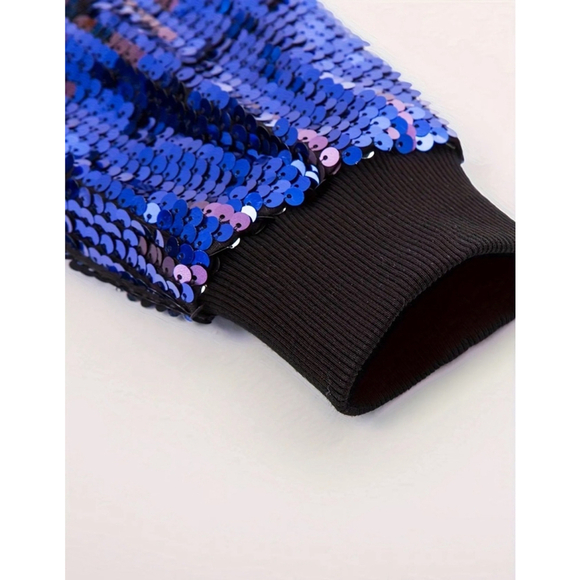 Purple and Blue Sequins Zip Up Jacket - Picture 5 of 7